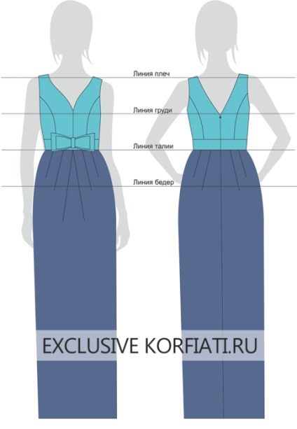 Форма довгої сукні з бантом - школа шиття Анастасії корфіаті