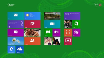 Windows 8 - Az asztalon a Start gombra és a navigációs