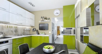 Зелена кухня фото ідеї дизайну інтер'єру з різними поєднаннями кольорів