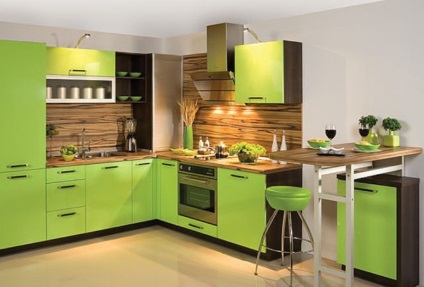 Зелена кухня фото ідеї дизайну інтер'єру з різними поєднаннями кольорів