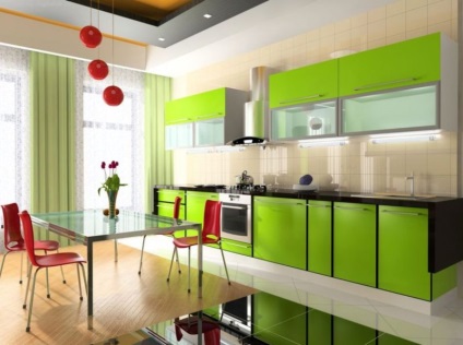 Zöld Konyha belsőépítészeti ötletek fotók különböző színkombinációkat