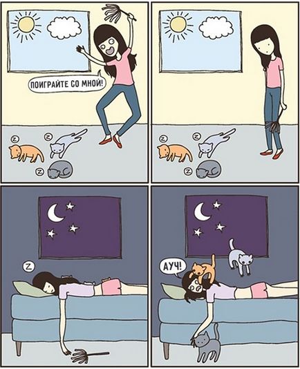 15 benzi desenate despre relația dintre pisici și oameni