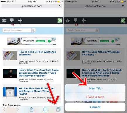 2 Способу як швидко відкрити вкладку в safari на iphone 7 і 7 plus