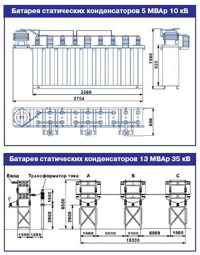 Батареї статичнихконденсаторів 6-220 кв