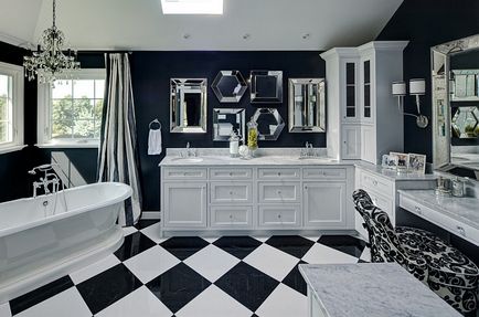 Interiorul alb-negru al unei băi - o selecție de fotografii cu cele mai bune idei