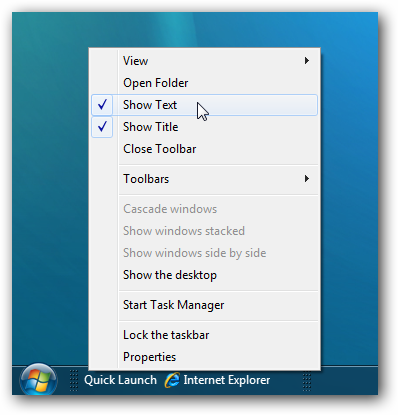 D0s, windows 7 - панель швидкого запуску (quick launch toolbar)