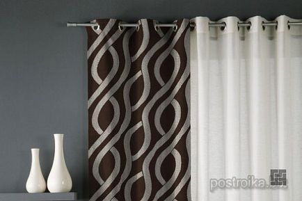 Curtain design a konyhában - rajz a függöny az ablakon egy modern belső fotó