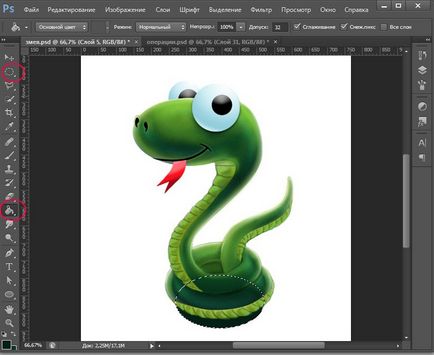 Cum de a desena un șarpe în lecțiile Photoshop în desen și design în Adobe Photoshop