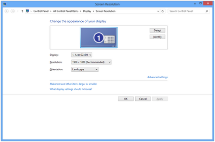 Cum se ajustează rezoluția ecranului în Windows 8