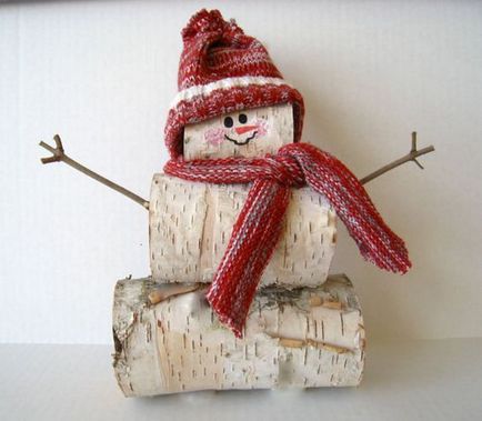Як зробити іграшку-саморобку сніговика з дерева з дітьми для будинку