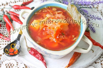 Cum sa preparati borsch delicios cu reteta proaspata de varza cu fotografie in cuptorul cu microunde