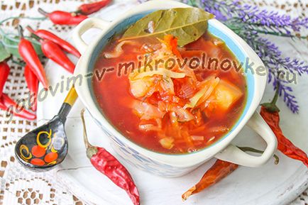 Cum sa preparati borsch delicios cu reteta proaspata de varza cu fotografie in cuptorul cu microunde