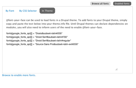 Як встановити шрифт в drupal 7 з @ font-your-face, лабораторія сайтів