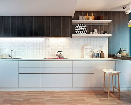 Bucătărie în stil modernist modern de idei pentru aranjarea pe o fotografie