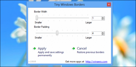 Színének és vastagságának az ablakkeret a Windows 8