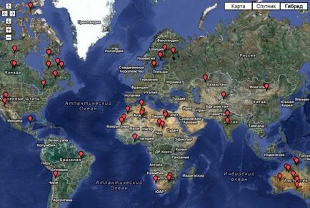 Locurile de meteorit cad, prin satelit