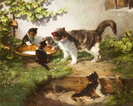 Germanul artist-animalist julius Adam și picturile sale confortabile cu pisici