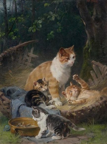 Germanul artist-animalist julius Adam și picturile sale confortabile cu pisici