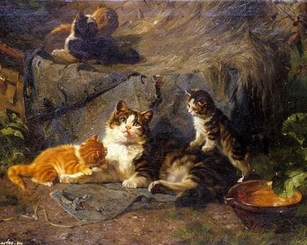 Germanul artist-animalist julius Adam și picturile sale confortabile cu pisici