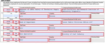 Exemplu de completare a unui formular de cerere de viză pentru Canada