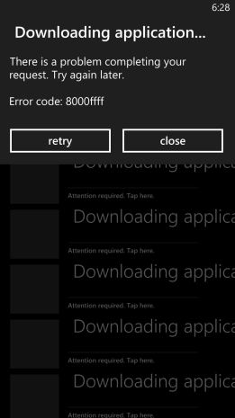 Hiba 8000ffff Windows Phone frissítésekor a telefon
