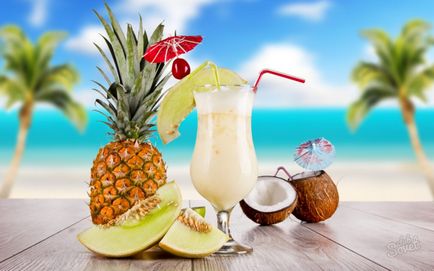 Pina colada - cocktail alcoolic cu lapte de nucă de cocos, rețetă