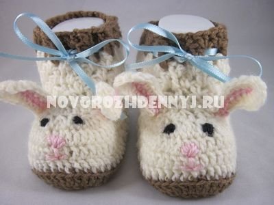 Booties-bunnies crochet cu schema master class și descriere cu fotografie