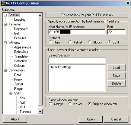 Putty cu ssh