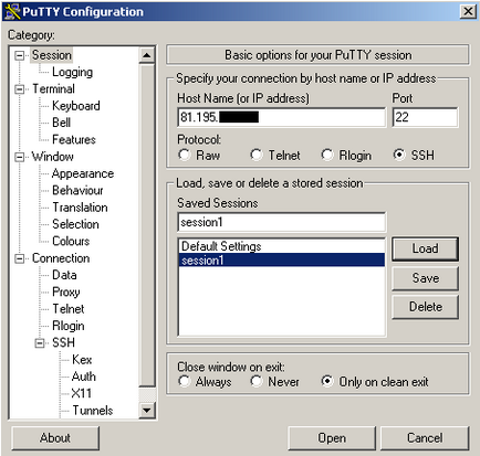 Putty cu ssh