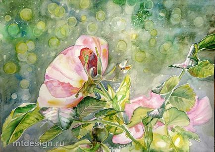 Câine Rose Watercolor, mtdesign