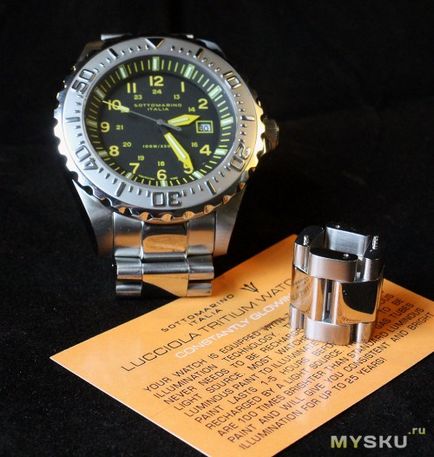 Sottomarino lucciola ceas de scufundat tritiu (versiunea de 46mm) marcaje galbene