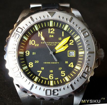 Sottomarino lucciola ceas de scufundat tritiu (versiunea de 46mm) marcaje galbene