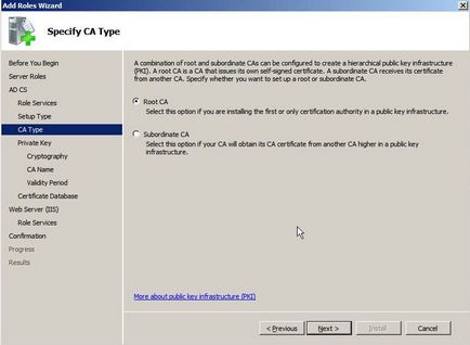 Crearea și configurarea unei autorități locale de certificare a întreprinderilor pe Windows 2008 - fuzionat