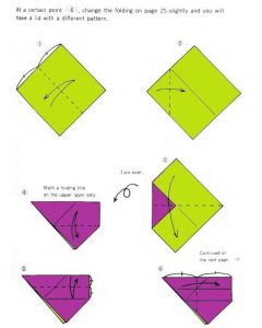 Scheme și fotografii de cutii mici de origami de diferite detalii