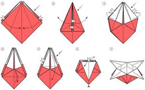 Scheme și fotografii de cutii mici de origami de diferite detalii