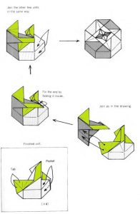 Scheme și fotografii de cutii mici de origami de diferite detalii