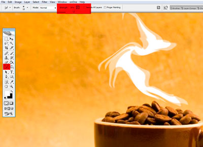 Заварюємо гарячу каву в фотошоп