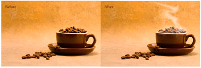 Brew forró kávé a Photoshop (változások képezik füst) Brew forró kávé Photoshop
