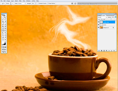Заварюємо гарячу каву в фотошоп