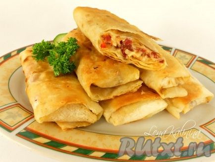 Fried lavash cu umplutură - rețetă cu o fotografie