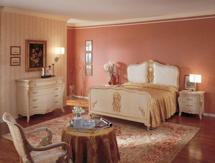 Dormitor în stil rococo, design interior