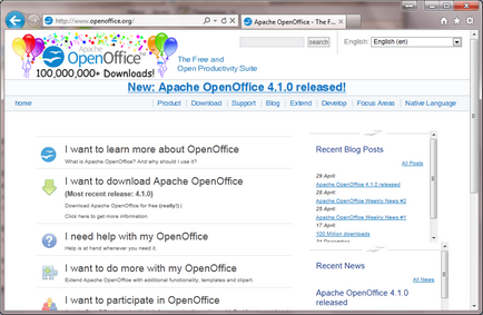 Telepítése Apache Open Office 4 mocrosof windows 7