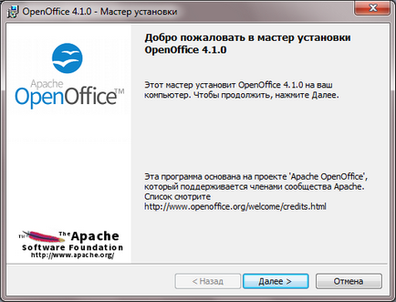 Telepítése Apache Open Office 4 mocrosof windows 7