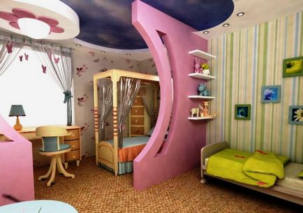 Proiectați o cameră pentru copii pentru două idei de fete