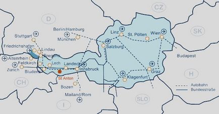 Pentru a ajunge la St. Anton din Memmingen-Innsbruck-München-Salzburg-transfer spre Austria de la St. Anton