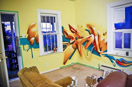 Graffiti în interiorul unui spațiu de locuit - unde să aplicați și cum să implementați o casă șic