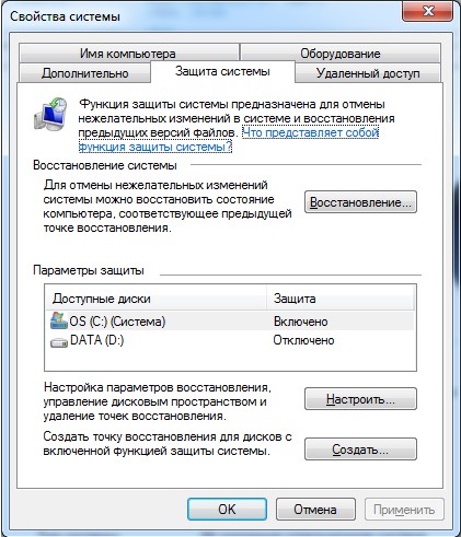 Як створити точку відновлення в windows 7