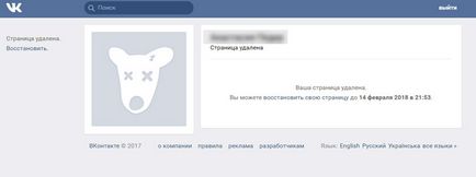 Cum pot să restaurez o pagină vkontakte după ce o șterg, o pot face?