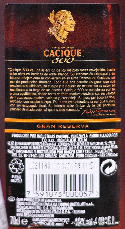 Ron Cacique 500 Extra Anejo - Áttekintés - magányos caner (Cacique) Ron Cacique 500 Extra Anejo - Áttekintés - magányos caner