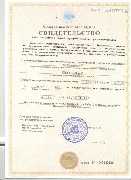 KGB - numărul 3 - instituția de sănătate din bugetul de stat regional - Vladivostok